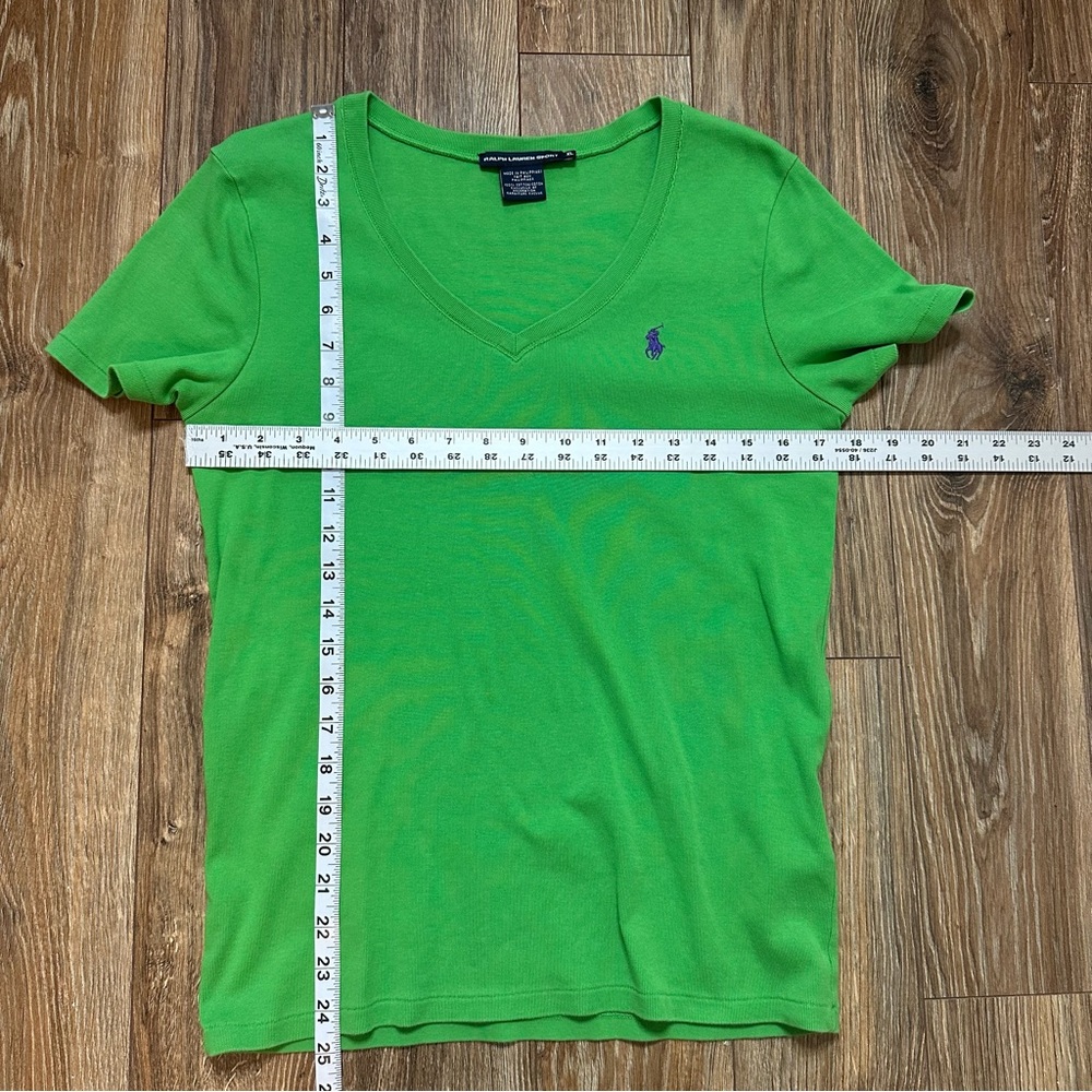 Ralph Lauren Sport V-Neck Solid Tee T-Shirt Top Pony XL Green Preppy Old Money - Picture 2 of 10